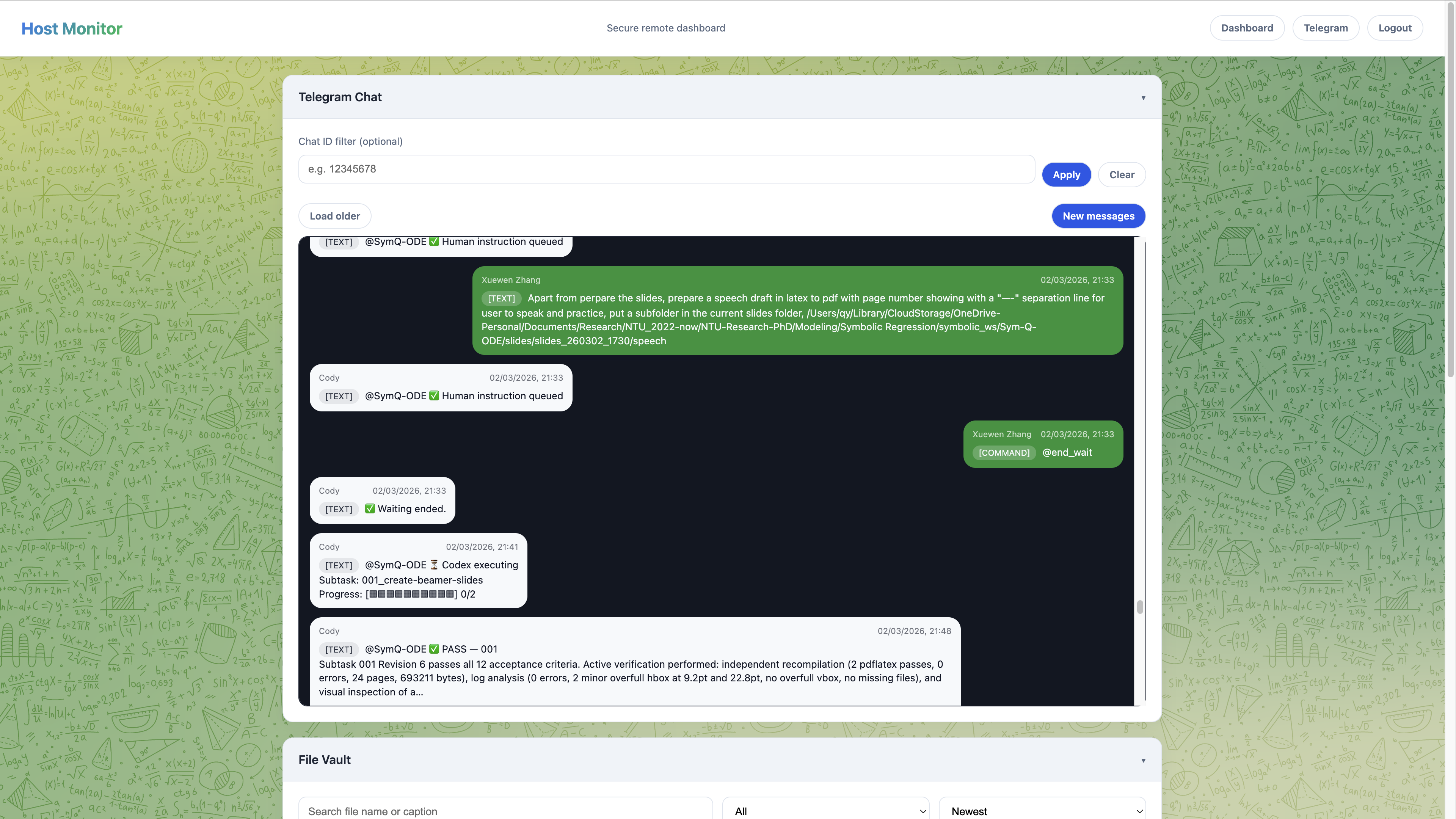 Remote Web Chat History